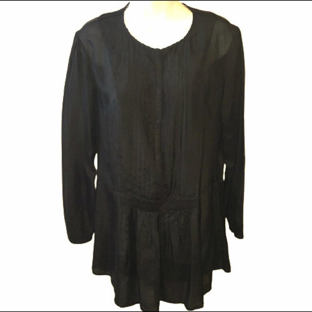 Witchery Tunic Black Silk Semi Sheer US Size 8